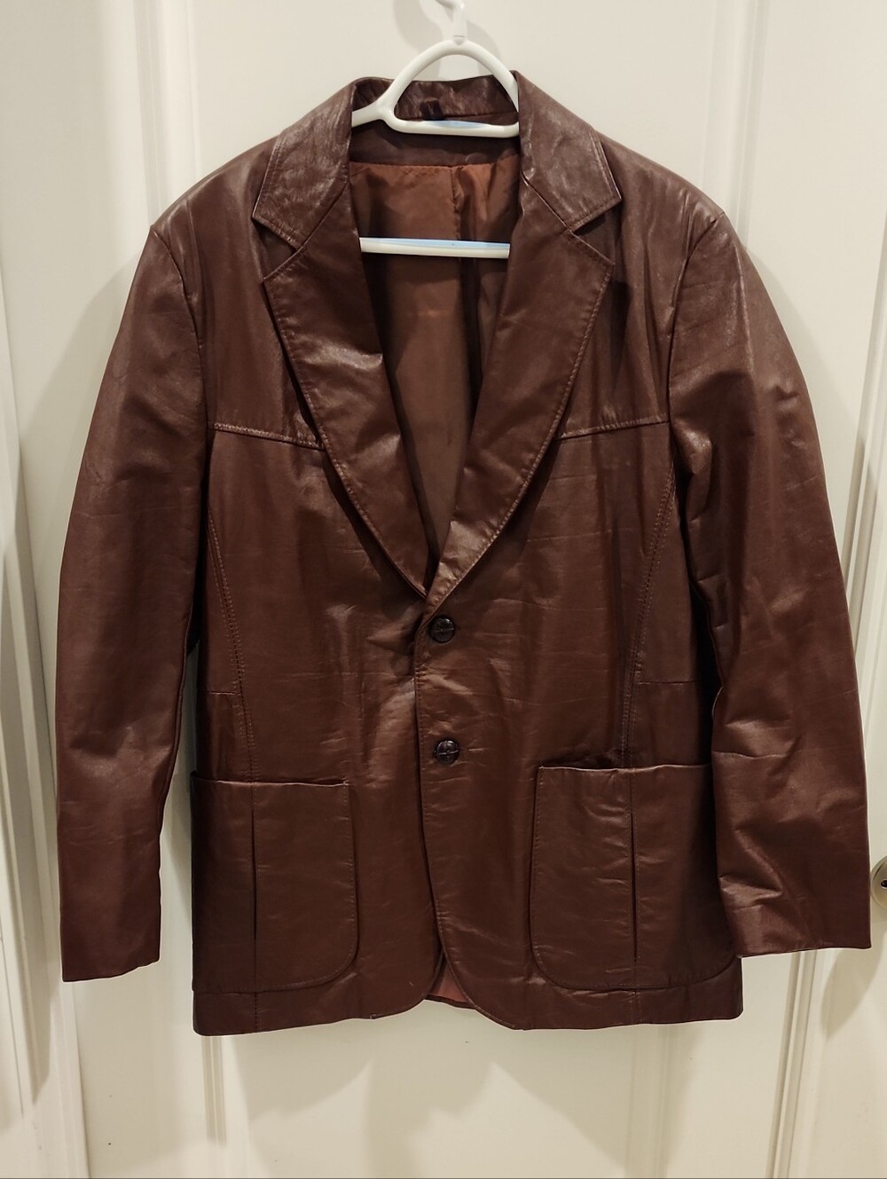 Vintage Leather Car Coat "The Leather Shop" Sears Brown Leather Jacket Red Logo